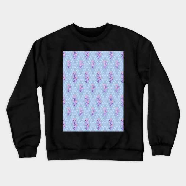 Fantasy Flowers on Dreamy Blue Crewneck Sweatshirt by Amalus-files